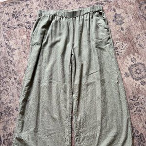 Nordstrom Caslon Wide-Leg Linen Blend Pants, Size L, Sage Green